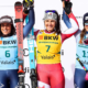Super-G femmes Crans-Montana 2024 Stephanie Venier coiffe Federica Brignone, Romane Miradoli au pied du podium
