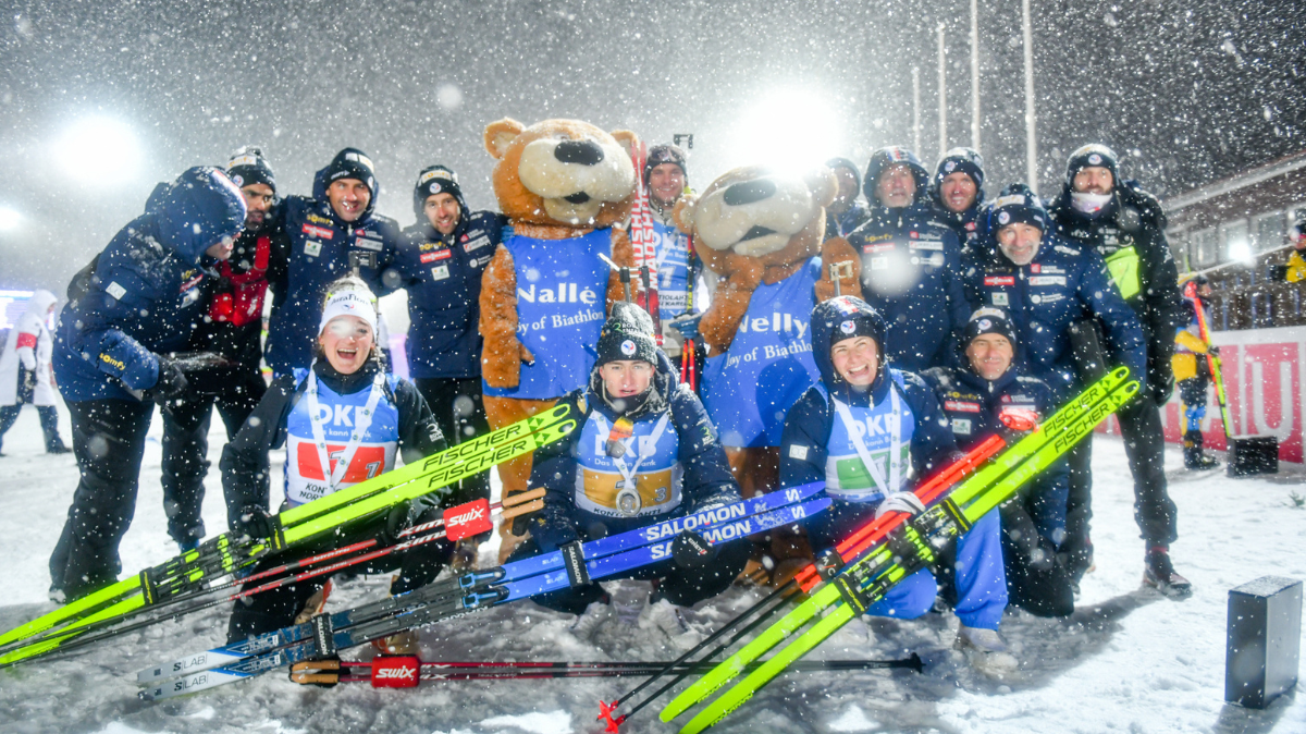 Relais mixte Kontiolahti La France termine 2ème au sprint derrière la Norvège