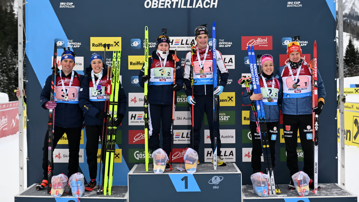 IBU Cup Obertilliach Mathieu Garcia et Camille Bened deuxièmes du relais mixte simple