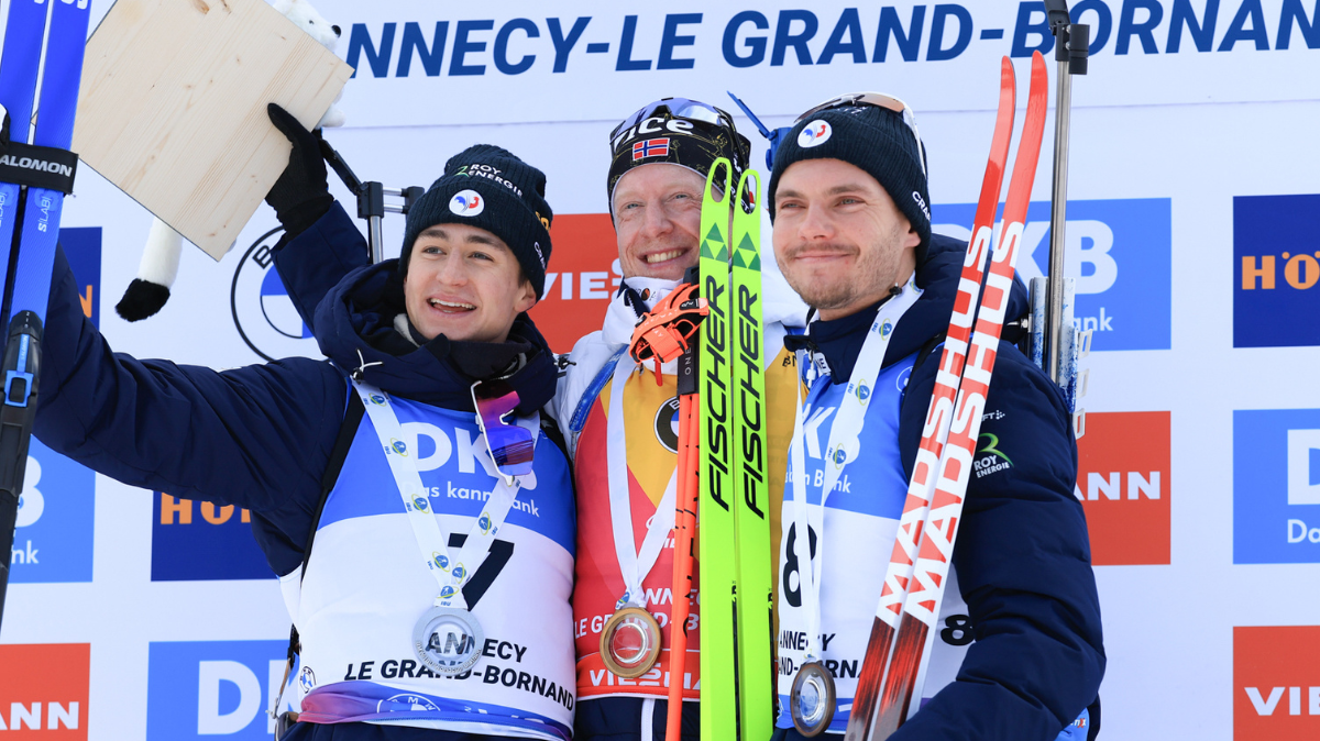 Poursuite hommes Grand-Bornand Éric Perrot et Émilien Jacquelin sur le podium, Johannes Boe s'impose (1)