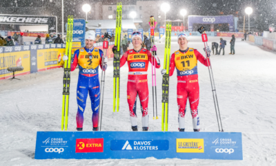 Ski de fond Davos Lucas Chanavat 2ème du sprint skate derrière Johannes KlaeboSki de fond Davos Lucas Chanavat 2ème du sprint skate derrière Johannes Klaebo