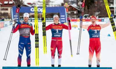 Ski de fond Toblach Lucas Chanavat sur le podium du sprint pour le lancement du Tour de Ski