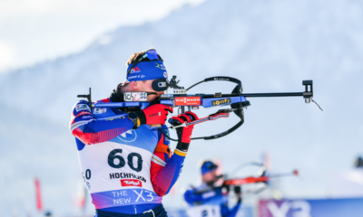 Sprint hommes Hochfilzen Fabien Claude sur le podium, la victoire pour Johannes Boe