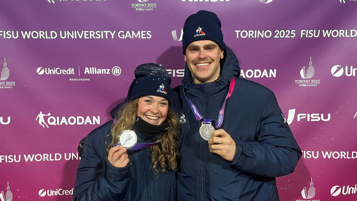Jeux Mondiaux Universitaires d'Hiver 2025 Félicie Chappaz et Hugo Serot en argent sur le Team Sprint en fond