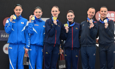 Natation artistique Anastasia Bayandina et Romane Lunel sur le podium en Coupe du monde à Paris