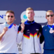 Natation en eau libre Soma Bay Logan Fontaine et Marc-Antoine Olivier sur le podium de la 1ère étape