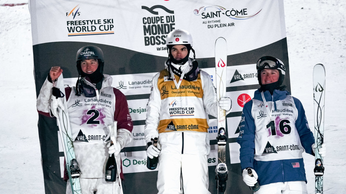 Ski de bosses Val Saint-Côme Perrine Laffont et Benjamin Cavet sur le podium en parallèle