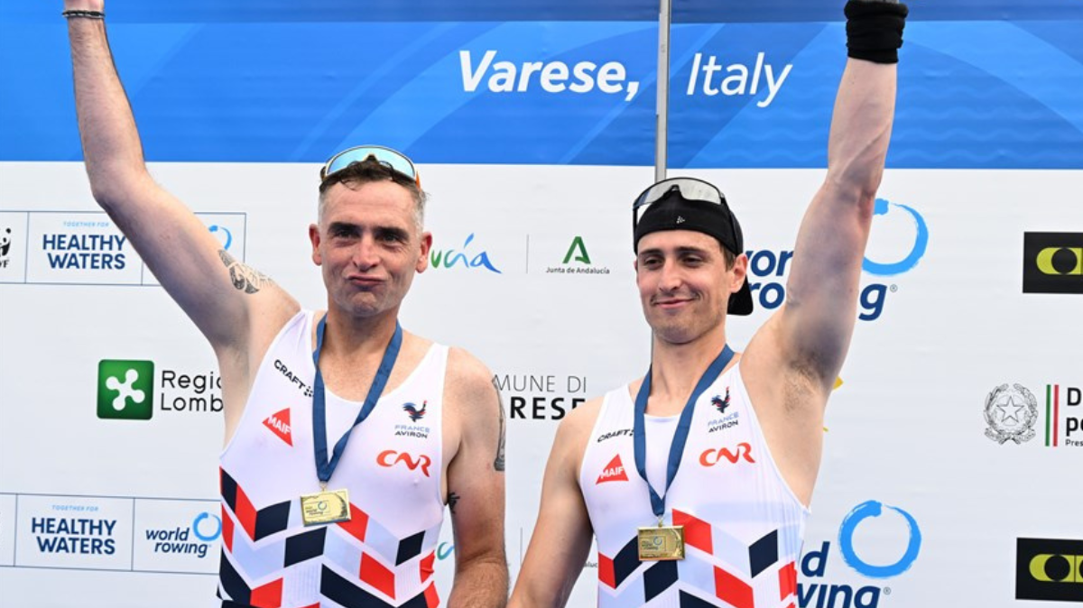 Coupe du monde d'aviron 2025 Grégoire Bireau et Laurent Cadot en or à Varèse