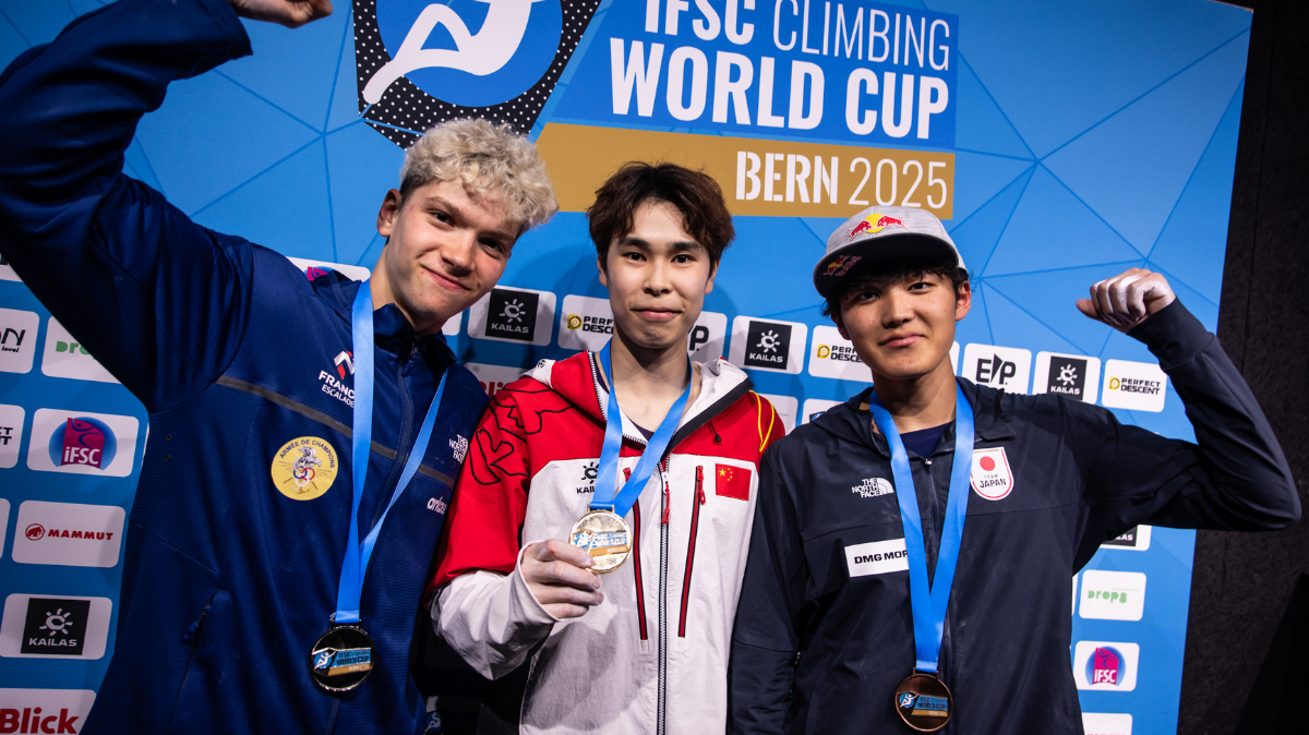 Coupe du monde d'escalade 2025 Mejdi Schalck 2ème en bloc à Berne