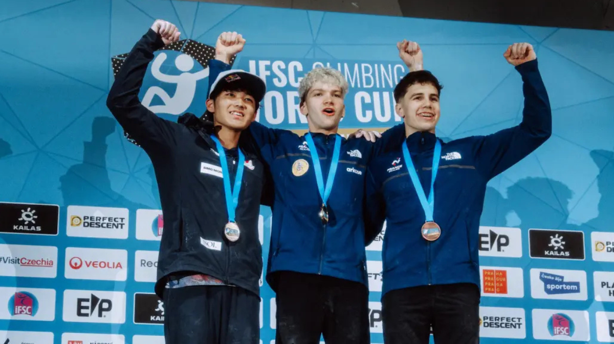 Coupe du monde d'escalade 2025 Mejdi Schalck vainqueur en bloc à Prague, Samuel Richard troisième
