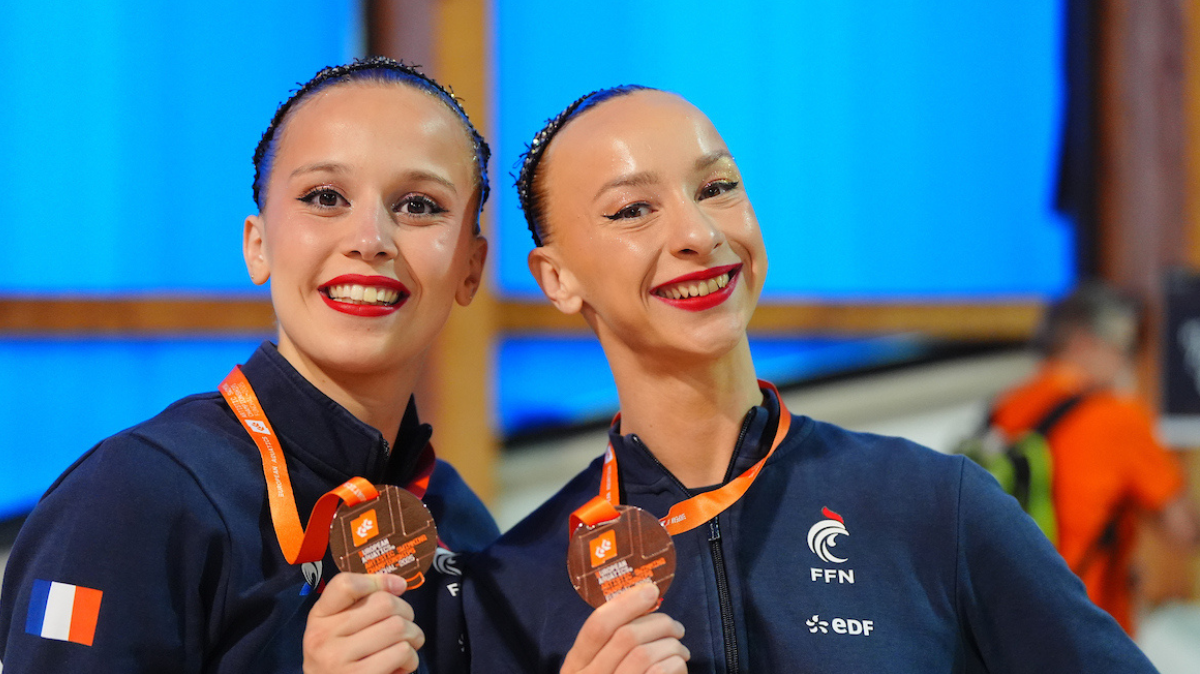 Euro natation artistique 2025 Anastasia Bayandina et Romane Lunel en bronze sur le duo technique