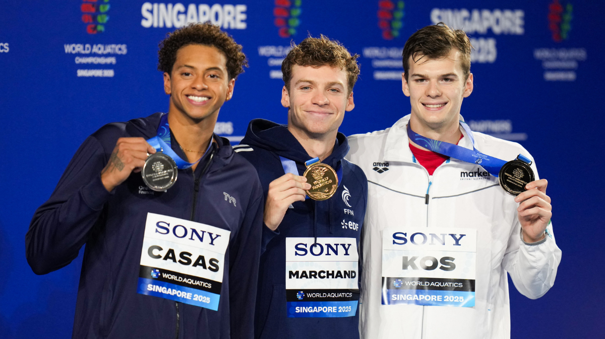 Mondiaux natation 2025 Léon Marchand champion du monde du 200 m quatre nages pour la troisième fois !
