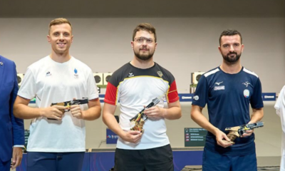 Coupe du monde de tir sportif 2025 Jean Quiquampoix et Clément Bessaguet sur le podium à Ningbo