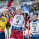 Lisa Theresa Hauser renverse Suvi Minkkinen sur la poursuite femmes à Ostersund, du chocolat pour Camille Bened