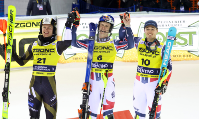 Les slalomeurs français au top Clément Noël remporte le slalom de Madonna di Campiglio, Paco Rassat sur le podium