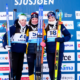 Célia Henaff monte sur la deuxième marche du podium sur le sprint de Sjusjoen en IBU Cup