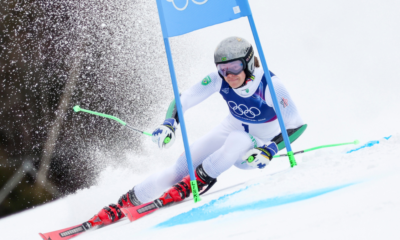 Lucas Pinheiro Braathen survole la première manche du slalom géant, Léo Anguenot en embuscade