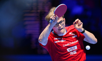 Alexis Lebrun impuissant face à Hugo Calderano en quarts de finale de la Coupe du monde