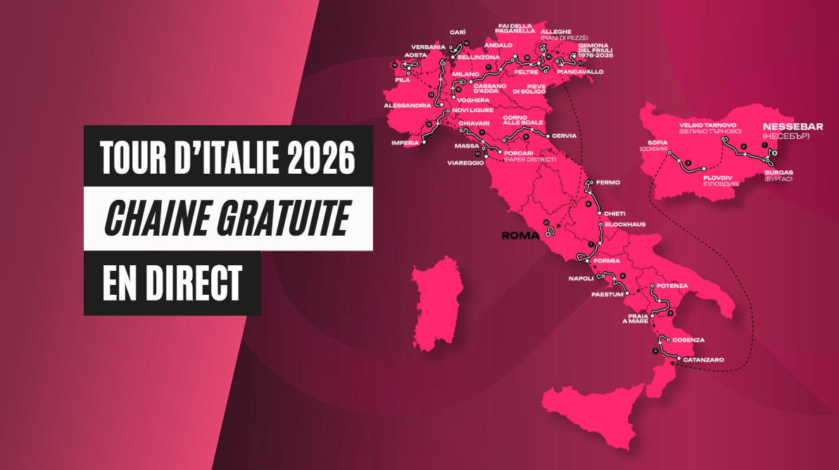 Chaîne TV gratuite où regarder le Giro en streaming direct (Tour d'Italie 2026)