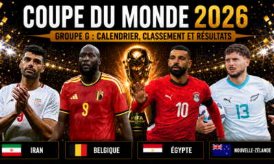 Coupe du monde 2026 – Groupe G calendrier, classement et résultats