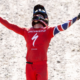 Jordan Williams survole la descente de La Thuile, Nathan Pontvianne au pied du podium