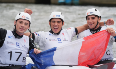 Martin Cornu, Mewen Debliquy et Titouan Estanguet raflent déjà deux médailles d'or par équipes aux Mondiaux jeunes de canoë-kayak slalom !