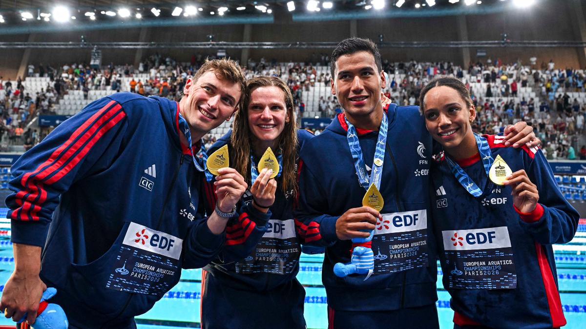 Exceptionnelle équipe de France, championne d'Europe du relais 4x100 m 4 nages mixte !