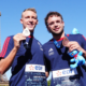 Marc-Antoine Olivier et Logan Fontaine sur le podium du 3km knockout en eau libre aux Championnats d'Europe de natation